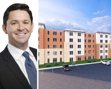 Walker & Dunlop's P.J. McDevitt and a rendering of The Highlands planned for Hyattsville, Md.