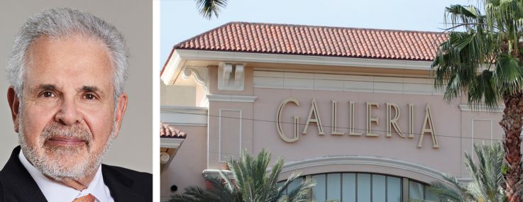 Developer Russel Galbut (top), former WeWork CEO Sandeep Mathrani (bottom), and The Galleria Mall in Fort Lauderdale, Fla.