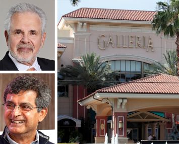 Developer Russel Galbut (top), former WeWork CEO Sandeep Mathrani (bottom), and The Galleria Mall in Fort Lauderdale, Fla.