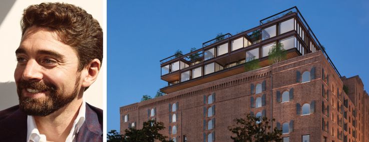 Convene Hospitality Group President and CEO Ryan Simonetti and a rendering of Terminal Warehouse.