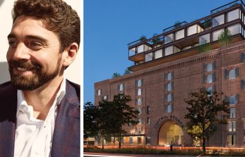 Convene Hospitality Group President and CEO Ryan Simonetti and a rendering of Terminal Warehouse.