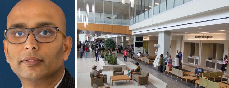 Welltower CEO Shankh Mitra and an outpatient medical facility.