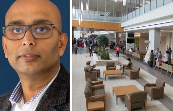 Welltower CEO Shankh Mitra and an outpatient medical facility.