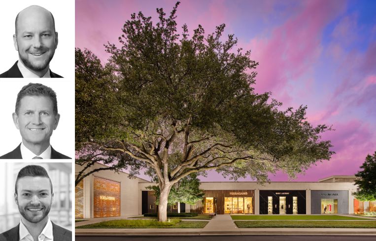 JLL's Timothy Joyce (top), Trey Morsbach (center), and Matt Maksymec (bottom), and NorthPark Center, a 1.9 million-square-foot regional shopping center in Dallas.