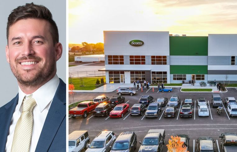 Affinius Capital's Tyler Figley and Scotts Midwest Distribution Center at 12575 Industrial Parkway in Marysville, Ohio.