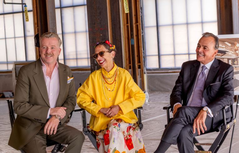 From left: Filmmaker Joseph “McG” Nichol, Partner and Co-Founder of River Jetty Restaurant Group, Chef Nancy Silverton, and developer Rick Caruso.