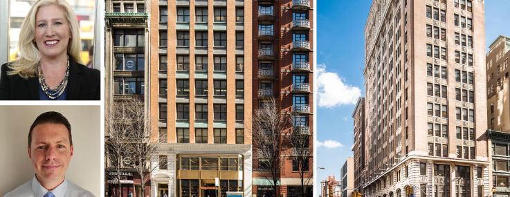 From top: Olmstead Partners' Steven Marvin, Kate Hemmerdinger Goodman, co-president, ATCO Properties & Management, and Vertex co-founder Patrick Pavone, 373 Park Avenue and 381 Park Avenue.