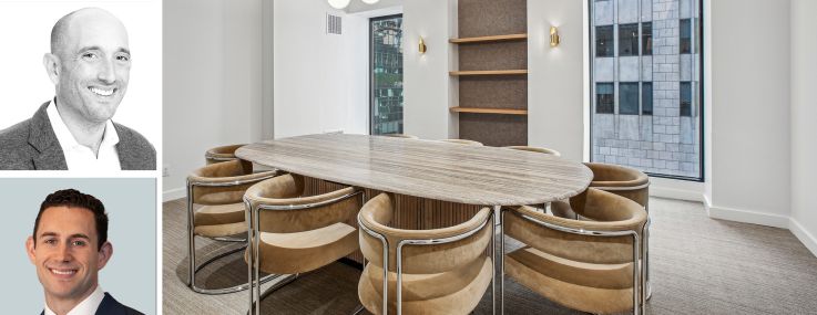 JLL's Kate Roush (top), Greg Wang (center), and Rob Wizenberg. Interior image of 551 Madison Avenue.