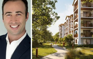 13th Floor Investments' Arnaud Karsenti and a rendering of the Parks at Delray Skye.