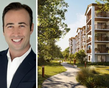 13th Floor Investments' Arnaud Karsenti and a rendering of the Parks at Delray Skye.