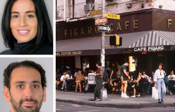 KSR's Carolina Aziz (top) and Samuel Chera (bottom), and Figaro Café in the 1980s.