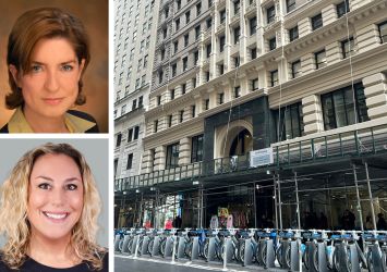 Cushman & Wakefield's Carri Lyon (top) and Jenna Catalon (bottom), and 42 Broadway.