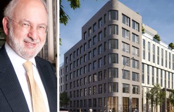 Clipper Equity's David Bistricer and a rendering of 2360 Bedford Avenue, Brooklyn.