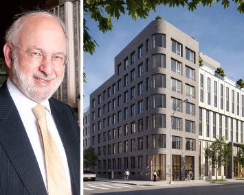 Clipper Equity's David Bistricer and a rendering of 2360 Bedford Avenue, Brooklyn.