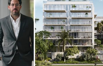 Terra's David Martin and a rendering of The Well on Bay Harbor Islands, Fla.