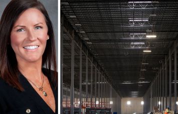 Brookfield's Devin Barnwell and the inside of a warehouse.