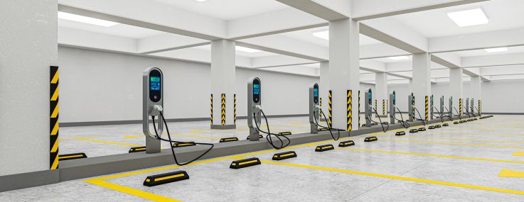 Indoor charging parking spaces.