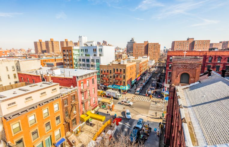Aerial view of East Harlem.
