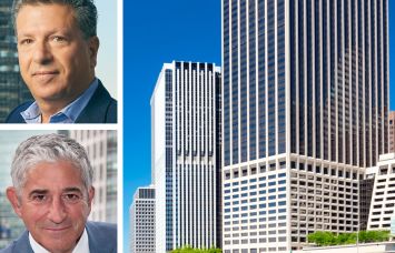 CBRE's Howard Fiddle (top) and Brad Gerla (bottom), and 55 Water Street.