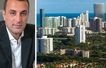 BH Group's Isaac Toledano and an aerial of Aventura, Fla.