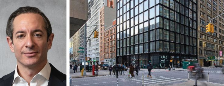 Newmark's Jordan Roeschlaub (top) and Daniel Fromm (bottom), and 205 West 28th Street.