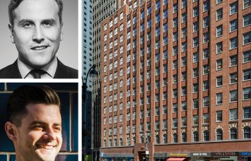 Newmark's Jordan Roeschlaub (top) and Nick Scribani (bottom), and 205 East 42nd Street.