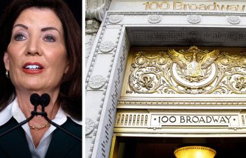 Gov. Kathy Hochul and 100 Broadway.
