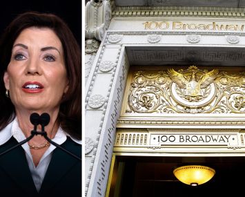 Gov. Kathy Hochul and 100 Broadway.