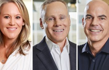 Rexford incoming CEO Laura Clark (left) and current co-CEOs Howard Schwimmer (center) and Michael Frankel (right).