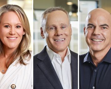 Rexford incoming CEO Laura Clark (left) and current co-CEOs Howard Schwimmer (center) and Michael Frankel (right).