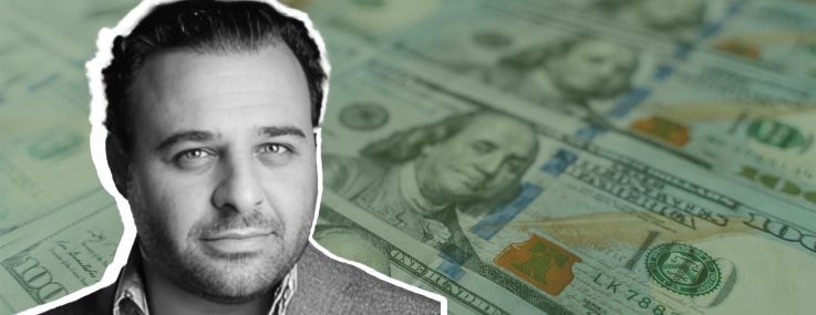 Louis Lebovits, CEO of BridgeCity Capital, overlayed on hundred dollar bills as a background.