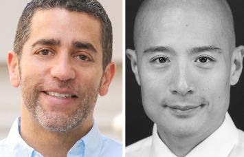 Slate Property Group's Martin Nussbaum (left), and Pi Capital Partners' Jerry Pi (center) and Grace Pi (right).