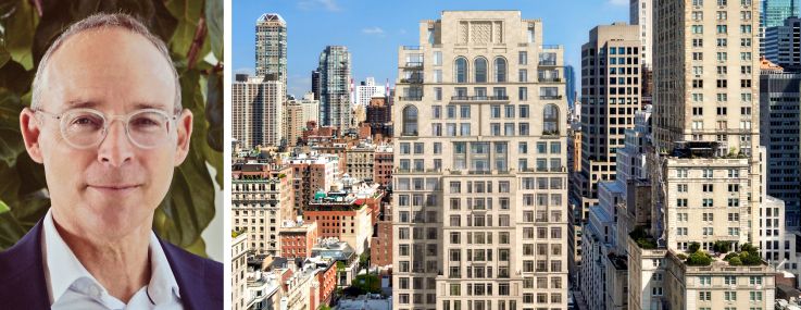 Naftali Group's Miki Naftali and a rendering of the proposed redevelopment of 800 Fifth Avenue.