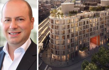 Arrow Real Estate Advisors' Morris Betesh and a rendering of 268 Lorimer Street, Brooklyn.