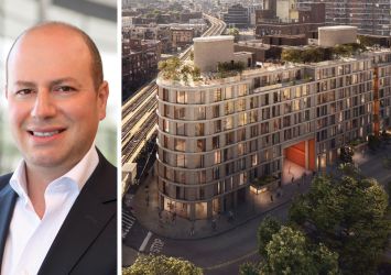 Arrow Real Estate Advisors' Morris Betesh and a rendering of 268 Lorimer Street, Brooklyn.