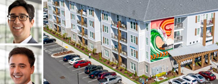 Arrow Real Estate Advisors' Morris Betesh (top), Morris Dabbah (center), and Louis Halperin (bottom), and The Pier Conway in Conway, S.C.