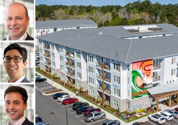 Arrow Real Estate Advisors' Morris Betesh (top), Morris Dabbah (center), and Louis Halperin (bottom), and The Pier Conway in Conway, S.C.