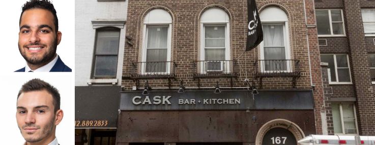 Meridian Capital's Noam Aziz (top), Joshua Vilinsky (center), and Carson Shahrabani (bottom), and 167 East 33rd Street.