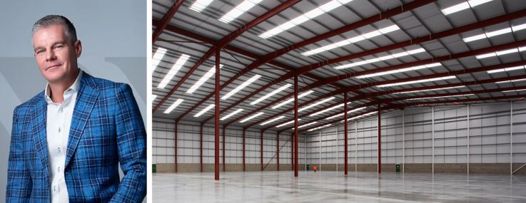 Pete Carr, CEO of A1RWATER – Americas, and the empty interior of an industrial property.