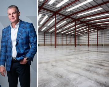 Pete Carr, CEO of A1RWATER – Americas, and the empty interior of an industrial property.
