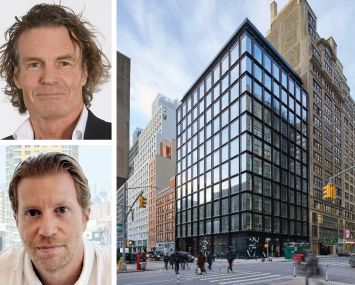 Corem CEO Rutger Arnhult (top), Capstone Equities' Avi Kollenscher (bottom), and 322-326 Seventh Avenue.