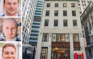 Platinum Commercial's Steven Evans (top), Emre Bozkurt (center) and Joseph Zalta (bottom), and 74 Broad Street.