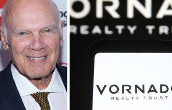 CEO Steven Roth and the Vornado Realty Trust logo on a mobile phone.
