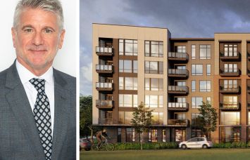 RXR's Steven Schwartz and a rendering of Adler Montford Park in Charlotte, N.C.