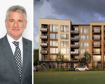 RXR's Steven Schwartz and a rendering of Adler Montford Park in Charlotte, N.C.