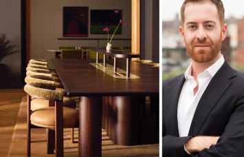 The lounge inside the Malin Flatiron and United American Land's Jack Laboz.