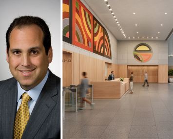 Jonathan Resnick. Rendering of the lobby at One Seaport Plaza.