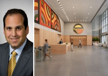 Jonathan Resnick. Rendering of the lobby at One Seaport Plaza.