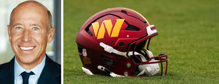 Starwood Capital's Barry Sternlicht and a Washington Commanders helmet.