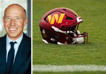 Starwood Capital's Barry Sternlicht and a Washington Commanders helmet.